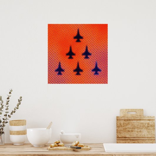 Formation of F16s in Orange. Pop Art Poster (Keuken)