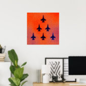Formation of F16s in Orange. Pop Art Poster (Thuiskantoor)