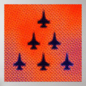 Formation of F16s in Orange. Pop Art Poster (Voorkant)