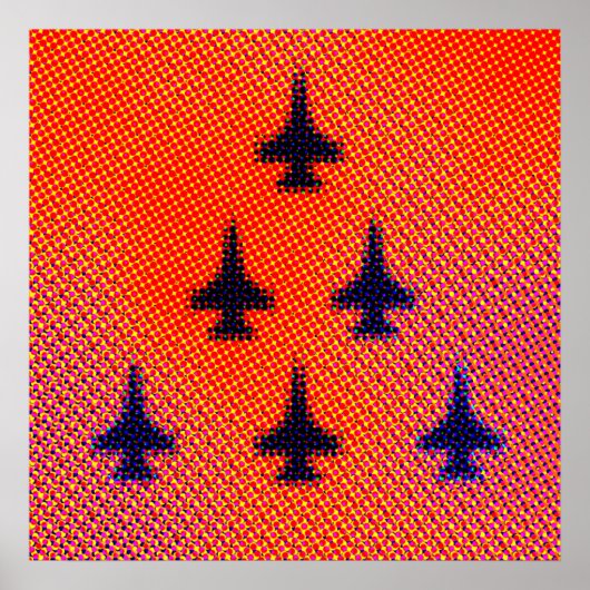 Formation of F16s in Orange. Pop Art Poster (Voorkant)