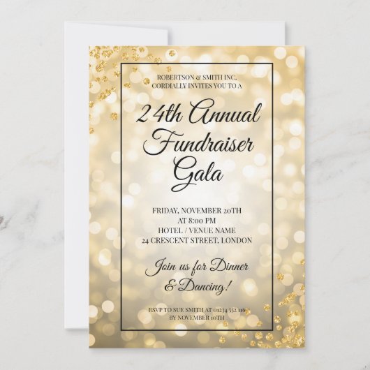 Formeel bedrijf Fundraiser Gold Licht Glitter Kaart (Voorkant)