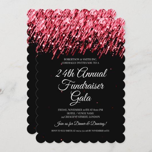 Formeel bedrijf Fundraiser Ruby Red Falling Stars Kaart (Voorkant / Achterkant)