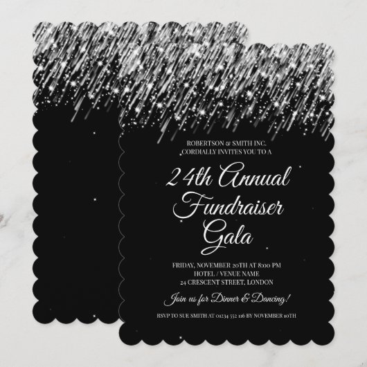 Formeel bedrijf Fundraiser Silver Falling Stars Kaart (Voorkant / Achterkant)