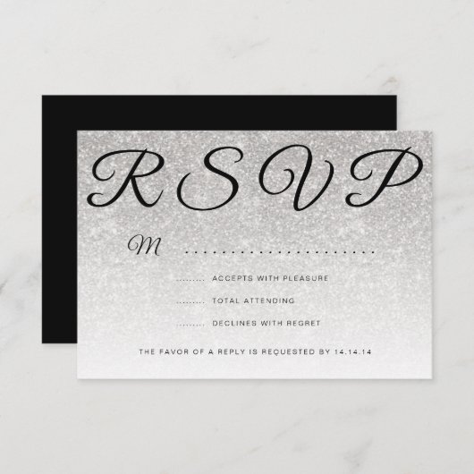 Formeel bedrijf Fundraiser Silver Glitter RSVP Kaartje (Voorkant / Achterkant)