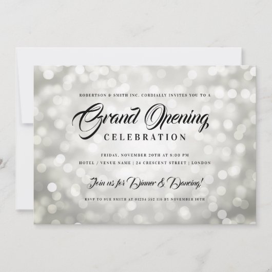 Formeel bedrijf grote opening Zilveren Lichten Kaart (Voorkant)