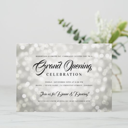 Formeel bedrijf grote opening Zilveren Lichten Kaart (Staand voorkant)