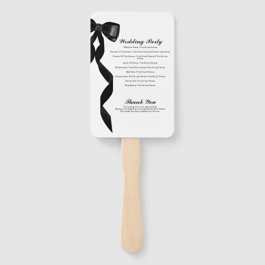 Formeel Black Bow Ribbon Elegant Trouwprogramma Handwaaier (Achterkant)