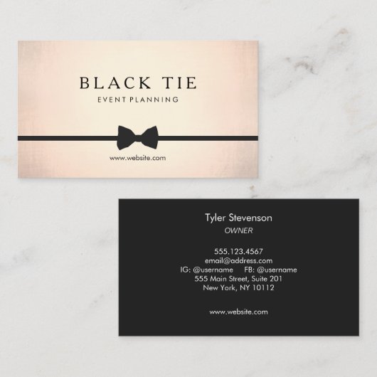 Formeel Black Stropdas Event Planner Gold (geen gl Visitekaartje (Voorkant / Achterkant)