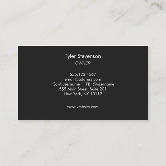 Formeel Black Stropdas Event Planner Gold (geen gl Visitekaartje (Achterkant)