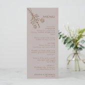 Formeel bruin Roos Floral Wedding Menu (Staand voorkant)