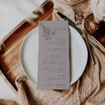 Formeel bruin Roos Floral Wedding Menu<br><div class="desc">Dit bruine formele roos floral bruiloft menu is perfect om een trouwe bruiloft aan te vullen. Het ontwerp is voorzien van een met de hand getrokken rozenbouquet van de waterverf met een elegante boog.</div>