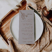 Formeel bruin Roos Floral Wedding Menu