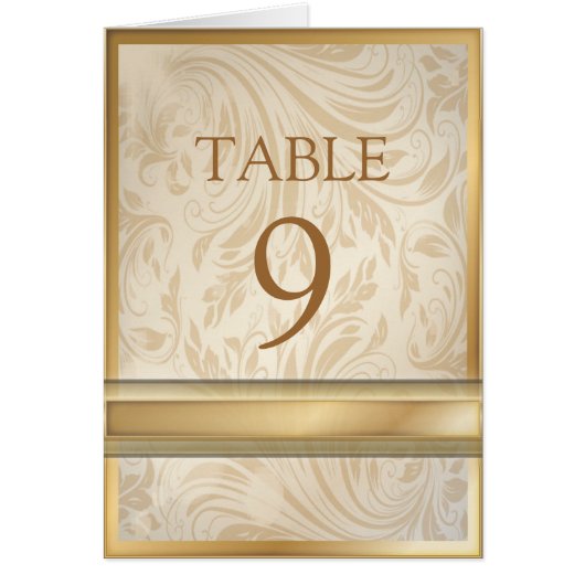 Formeel champagne goud Damask Trouwtafel nummer (Voorkant)
