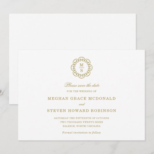 Formeel De datum opslaan Kaart (Voorkant / Achterkant)