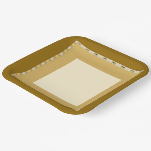 Formeel diep goud en room papieren bordje (Gebogen)