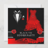 Formeel diner Party White Black Stropdas Red Kaart (Voorkant)