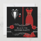 Formeel diner White Black Stropdas Red 2B Kaart (Voorkant)