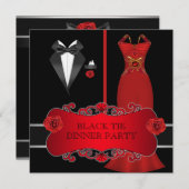Formeel diner White Black Stropdas Red 2C Kaart (Voorkant / Achterkant)