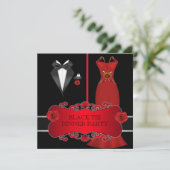 Formeel diner White Black Stropdas Red 2C Kaart (Staand voorkant)