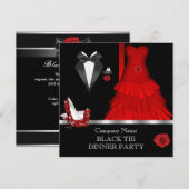 Formeel dinerfeest Black Tie Rode Schoen 2 Kaart (Voorkant / Achterkant)