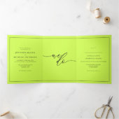 Formeel eenvoudig frame modern cyber lime jet zwar drieluik kaart (Binnen)