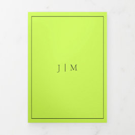 Formeel eenvoudig frame modern cyber lime jet zwar drieluik kaart