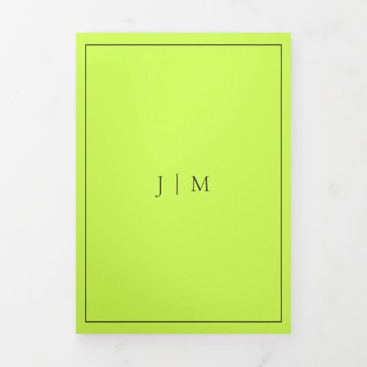 Formeel eenvoudig frame modern cyber lime jet zwar drieluik kaart (Cover)