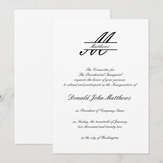 Formeel eenvoudig - Inaugurale Uitnodiging (Voorkant / Achterkant)