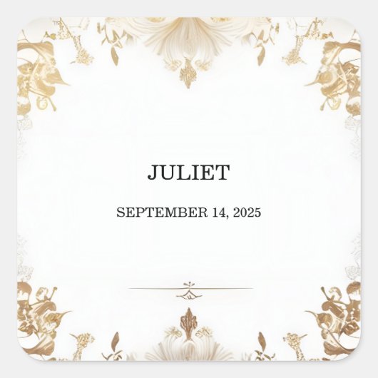 Formeel Eenvoudig Klassiek Wit Bruidsdouche Vierkante Sticker (Voorkant)