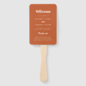 Formeel Eenvoudig Terracotta Huwelijksprogramma Handwaaier (Voorkant)