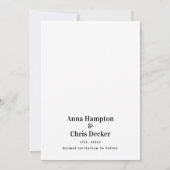 Formeel Eenvoudig Zwart en Wit Bewaar de Datum Save The Date (Achterkant)