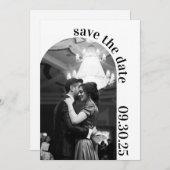 Formeel Eenvoudig Zwart en Wit Bewaar de Datum Save The Date (Voorkant / Achterkant)