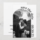 Formeel Eenvoudig Zwart en Wit Save the Date (Voorkant / Achterkant)