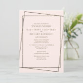 Formeel & Elegant Blush & Gouden Trouwfeest Kaart (Staand voorkant)