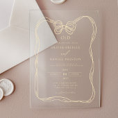 Formeel Elegant Gold Bow Monogram Acryl Uitnodigingen
