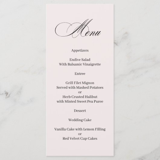 Formeel Elegant Kalligrafie Menu (Voorkant)