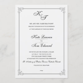 Formeel elegant monogram | Huwelijksuitnodiging Kaart