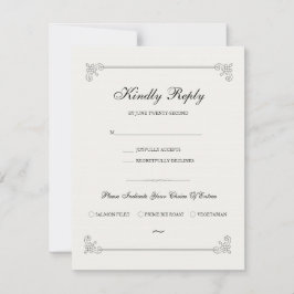 Formeel Elegant | RSVP-kaart met maaltijdkeuze RSVP Kaartje