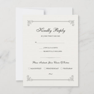 formeel elegant   RSVP-kaart met maaltijdkeuze RSVP Kaartje