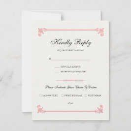 Formeel Elegant | RSVP-kaart met maaltijdkeuze RSVP Kaartje