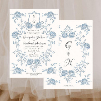 Formeel Elegant Schrift Rozen Vintage Wapen Huweli Kaart
