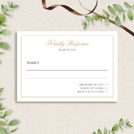Formeel Elegant Script Zwart en Goud Trouwen RSVP Kaartje