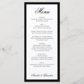 Formeel Elegant Script Zwart-wit bruiloft Menu (Voorkant)