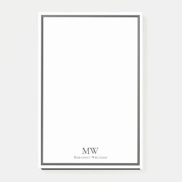 Formeel Elegant Zwart Wit Rand Naam Adres Post-it® Notes