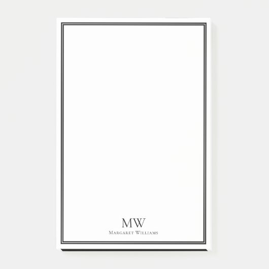 Formeel Elegant Zwart Wit Rand Naam Adres Post-it® Notes (Voorkant)