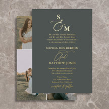Formeel Elege Script Monogram 4 Foto Bruiloft