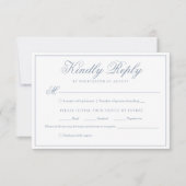 Formeel Elegeant Blauw Bloemstuk Monogram Trouw RSVP Kaartje (Voorkant)