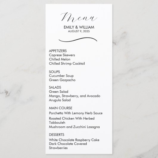 Formeel en Elegant Bruiloft Menu (Voorkant)