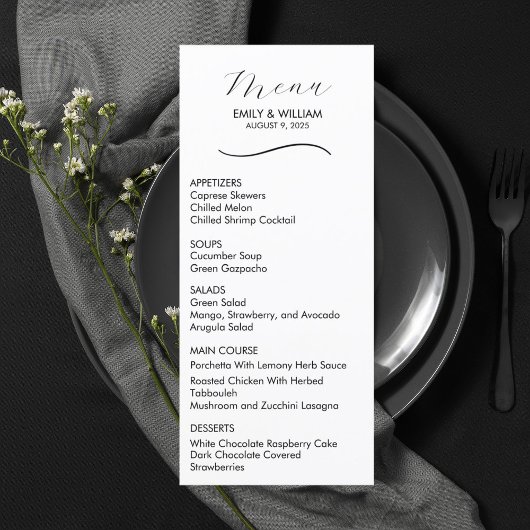 Formeel en Elegant Bruiloft Menu