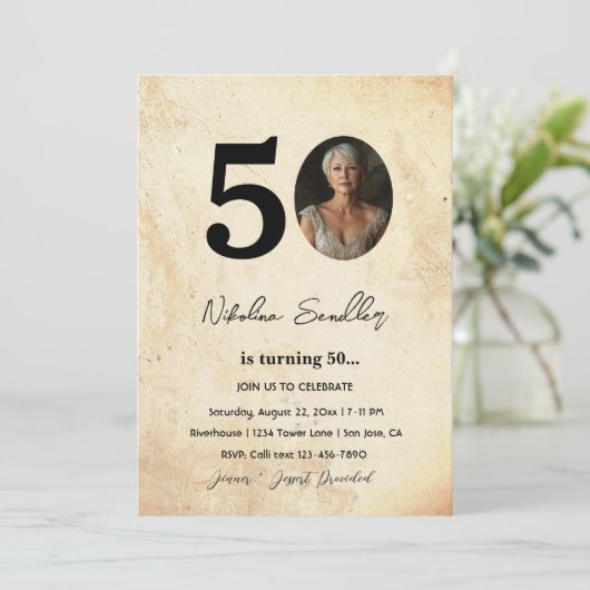 Formeel en klassiek 50 verjaardagsfeest kaart (Staand voorkant)